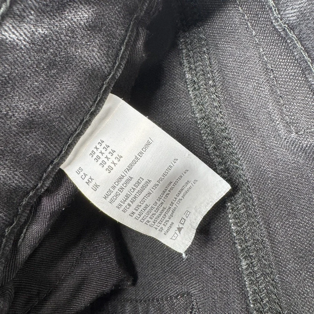 American Eagle Jeans Black‎ Denim Slim Skinny Extreme Flex 4 Grunge Men's 30x34